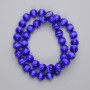 Blue Cat's Eye Beads, Synthetic Stone, Smooth Round 10mm, on Thread, 39 cm Length