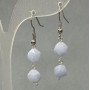 Aquamarine earrings, natural gemstone, faceted, 8x7mm, length about 40mm, silver-tone metal