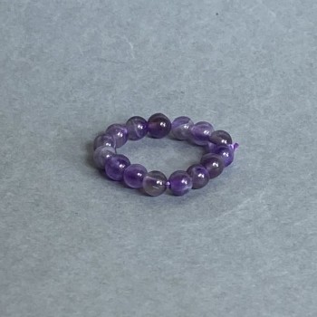 Amethyst Ring with Smooth Bead, 4mm Diameter, Elastic