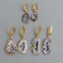 Earrings Agate druzy cut 24x19mm ± (assorted sizes), length 43mm+