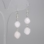 Pink Quartz Earrings - Faceted 10x9 mm, Length 40 mm