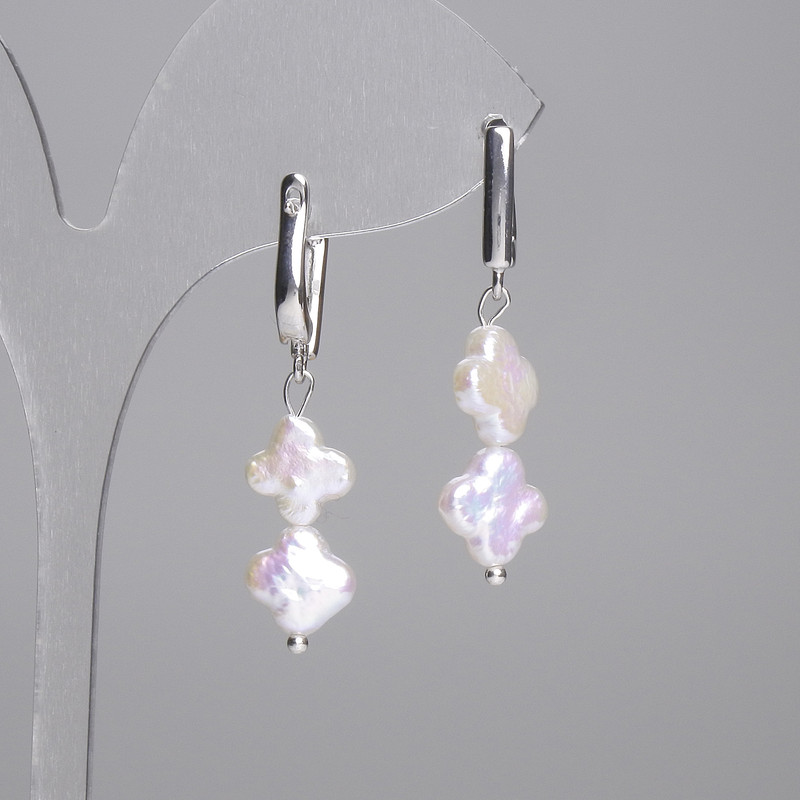 Baroque Pearl Earrings 'Clover' 10mm, length 39mm