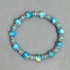 Variscite Bracelet with Smooth 8mm Beads and Turquoise Rondelles 6x3mm, with Metal Inserts, 18 cm Long, Elastic
