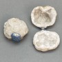 Souvenir Paired Geode with Rock Crystal on a Metal Band, Dimensions ~50×45×35 mm per piece