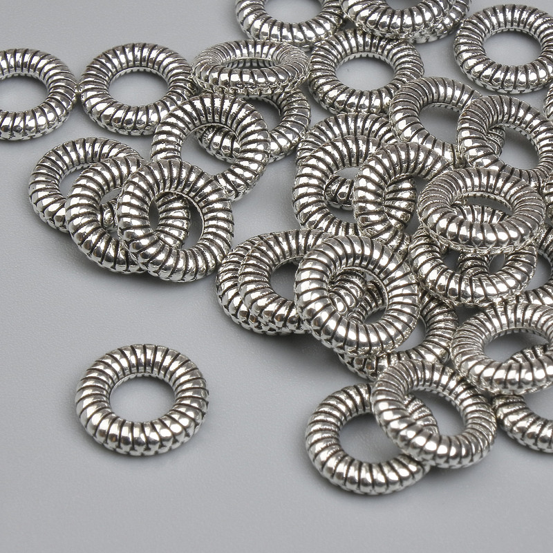 Bead insert, silver metal color, 9 mm diameter, hole ~4.3 mm, packaging ~35 pcs