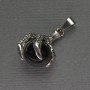 Pendant Agate Paw with Sphere 18x37 mm ± Silver-Toned Metal