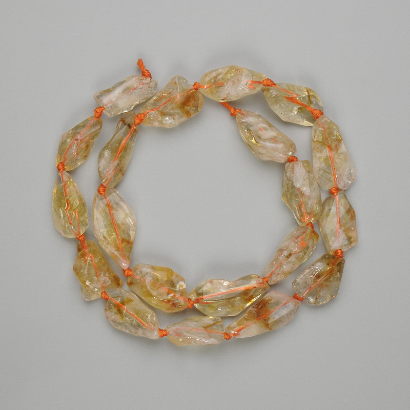 Faceted Citrine Beads 11-15×6-8 mm, approx. 39 cm length, on thread