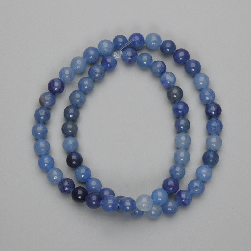 Blue Aventurine Beads, Smooth Round, 6.5 mm, 38 cm on Beading Wire