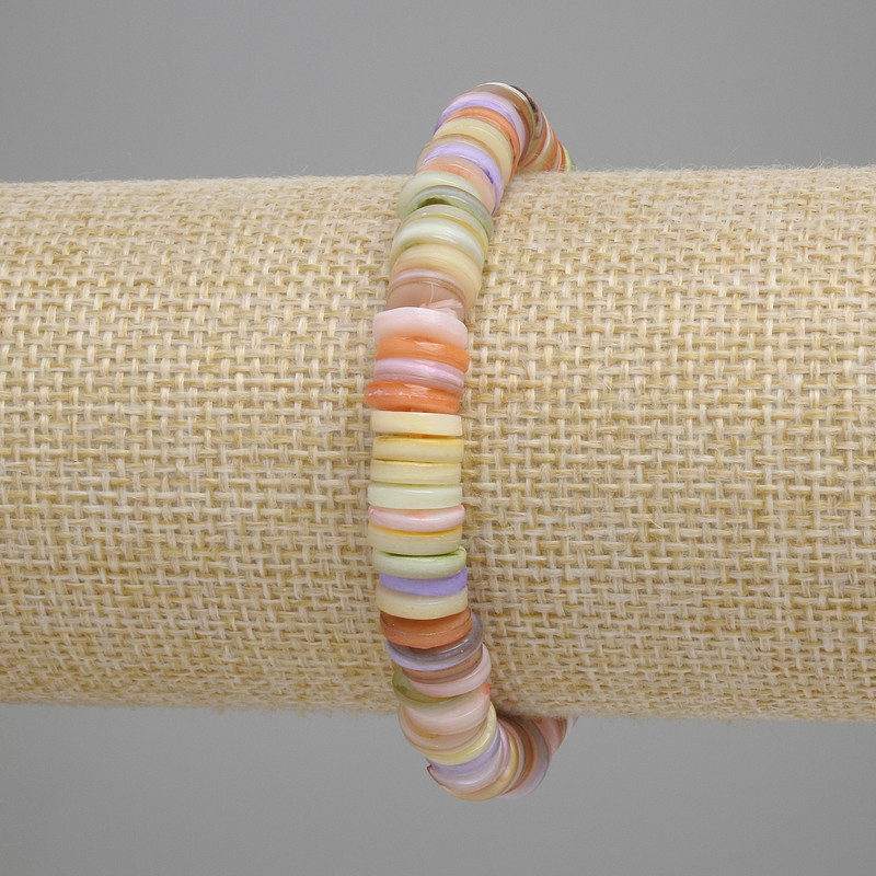 Bracelet with Skafarka shell rondelle, diameter 8×1.5–2 mm, length 18 cm, stretch