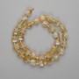 Citrine Beads: Faceted Cubes 8.5 mm, Seed Beads 3 mm, Length 38 cm, On Thread