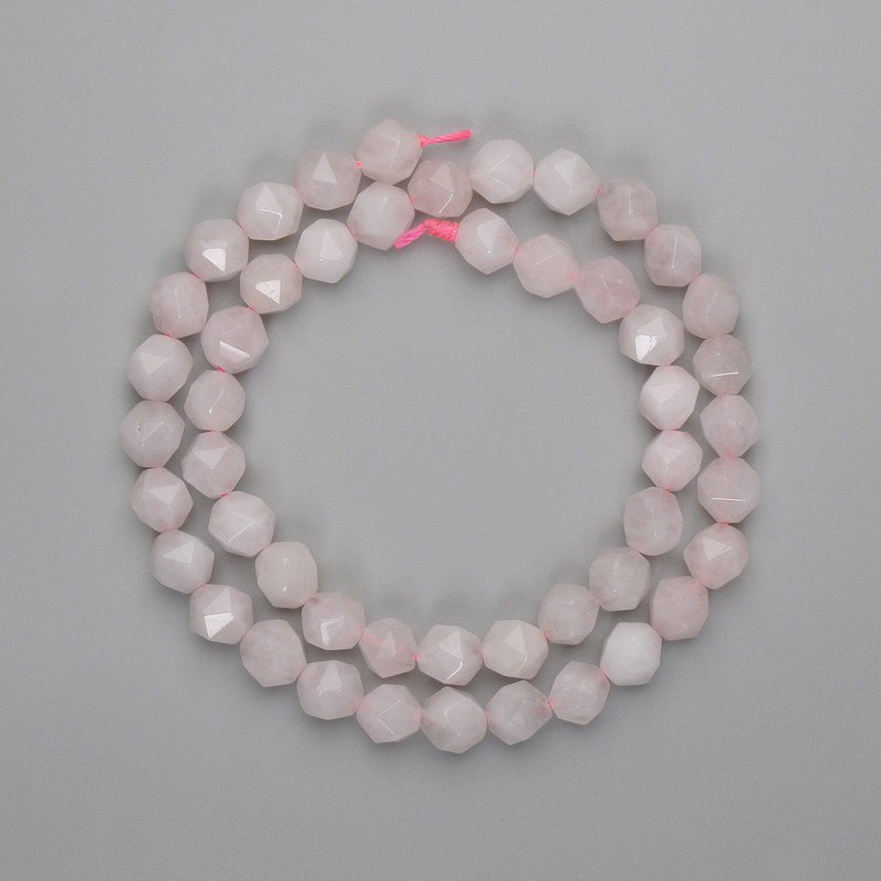 Pink Quartz Beads, Faceted 8x7 mm, Length 39 cm