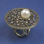 Brooch-clip for Scarves and Shawls with Mallorca White Crystals, Gold-Tone Metal Clip, 40 mm +/-; diameter 22 mm