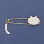 Cat-shaped brooch pin, 62 × 16–30 mm, gold-tone