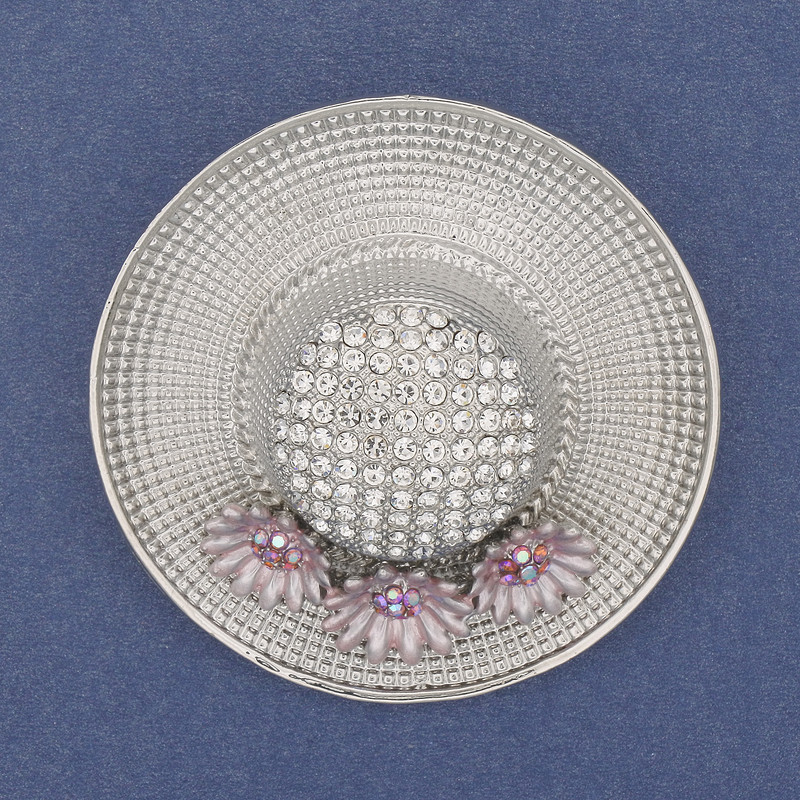 Hat Brooch Pendant with Pink Enamel