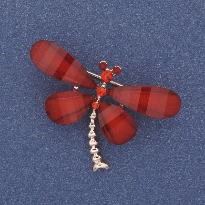 Butterfly Brooch with Crystals, Gold-Tone Metal, 40×30 mm+