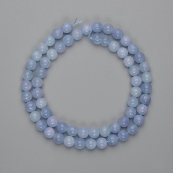Aquamarine Beads, Smooth Round 6mm ±, 38 cm Length, on Thread