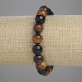 Elastic bracelet with Bull's-Eye, Tiger's Eye, and Hawk's Eye beads, smooth 10 mm beads, 18 cm length