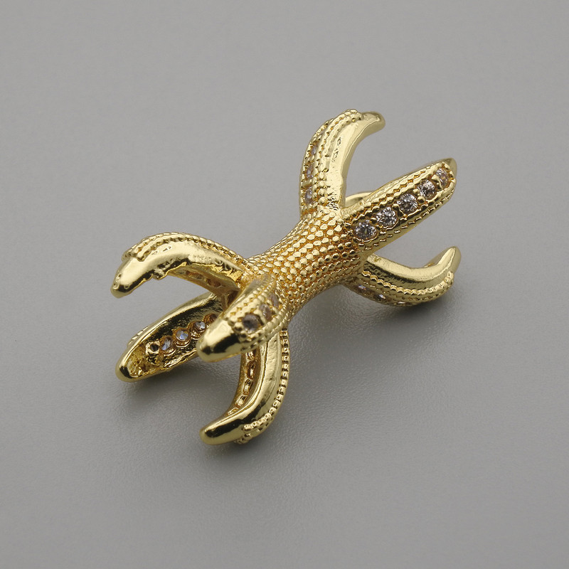 Gold bead insert with rhinestones, gold-tone metal color, diameter 20×12 mm ±, hole diameter 1.7 mm ±, per piece