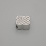 Clover-shaped bead insert with crystals, silver-tone metal, 10 mm diameter ±, hole diameter 1.6 mm ±, per piece