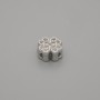 Clover-shaped Bead Insert with Crystals, Silver-Tone, 7×7 mm diameter, 1 mm hole, per piece