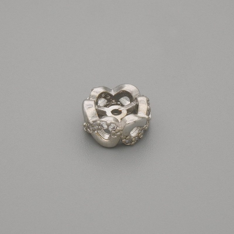 Bead insert findings, silver-colored metal, 8×4 mm ± bead diameter, 1.1 mm ± hole diameter, per piece