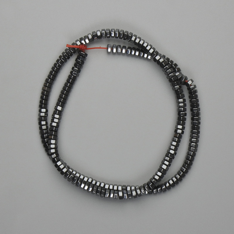 Hematite faceted rondelle beads 4x1.5 mm, length 40 cm