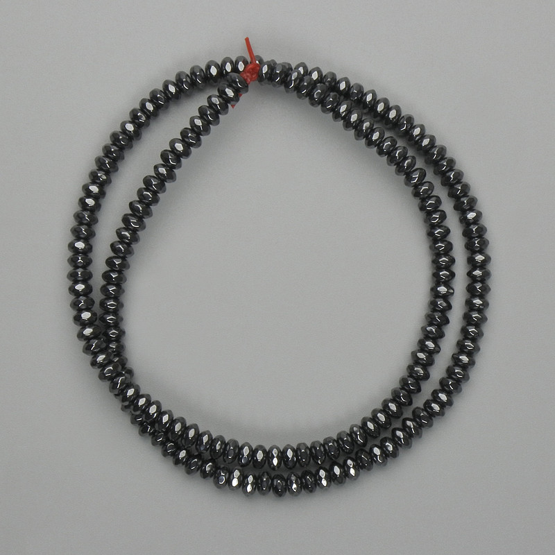 Hematite Faceted Rondelle Beads 4×2 mm ±, length 38 cm+