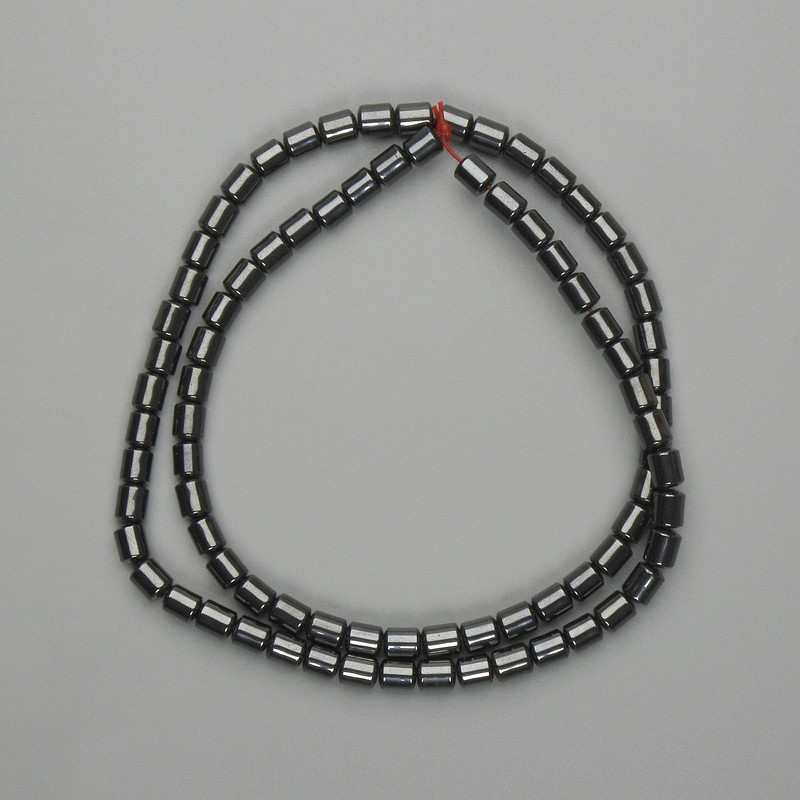 Hematite cylinder beads 5×4 mm ±, 40 cm strand