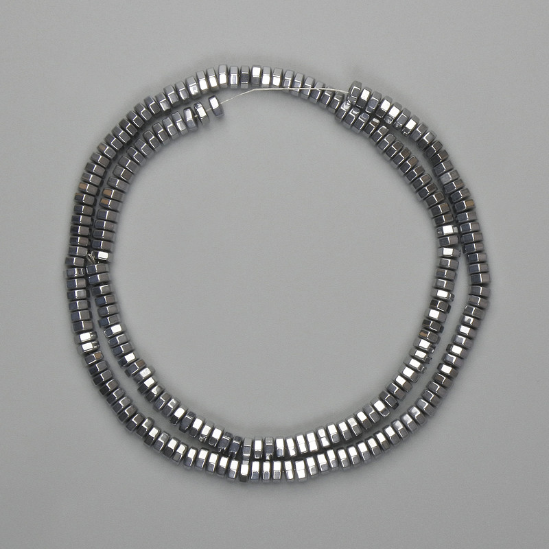 Hematite Beads Faceted Rondelle Silver 4x2mm