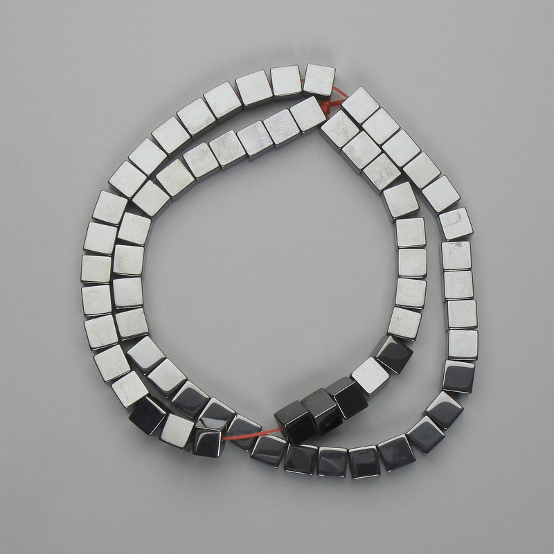 Hematite cube beads 6x6 mm, length 40 cm+