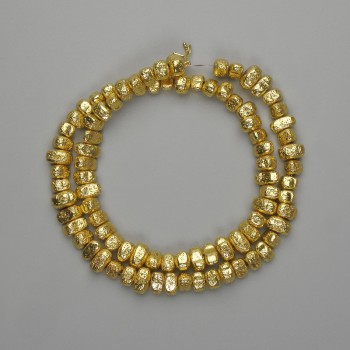 Lava beads with golden metallic plating - porous lava beads 6.5-8.5 mm, length 39 cm+