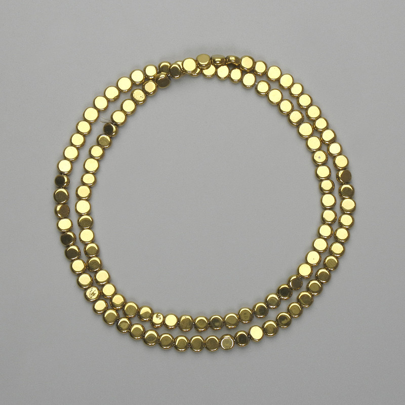 Hematite Beads, Golden Color, Coin Shape 3.5×4 mm, Length 38 cm