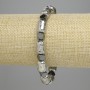 Lava Cylinder Bracelet, Light Silver 12x8 mm ±, Hematite Faceted 5.5x6 mm ±, Length 18 cm ±, Stretch