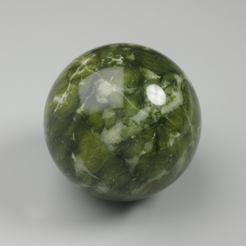 Jadeite natural stone sphere, diameter 60-70 mm ± assorted sizes, weight from 450 g. (Price per 100 g)