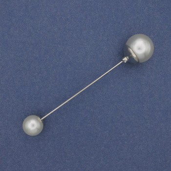 Mallorca Pearl Brooch Pin 9mm+-12mm+- Silver-Toned Metal 73mm+