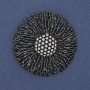 Accent Brooch Pendant with White Crystals, Dark Silver Metal, 61mm+