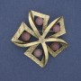 Brooch Accent Pink Cat's Eye with Gold-Tone Metal 60mm+