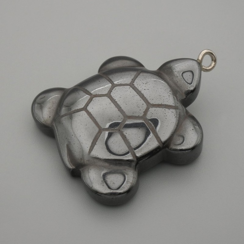 Hematite 'Turtle' Pendant 40×30 mm+