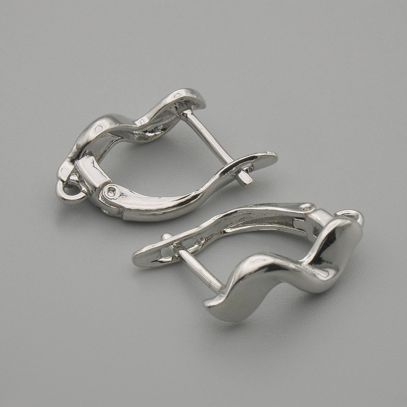 Ear wires for earrings, silver-tone metal 17x6 mm ± pair