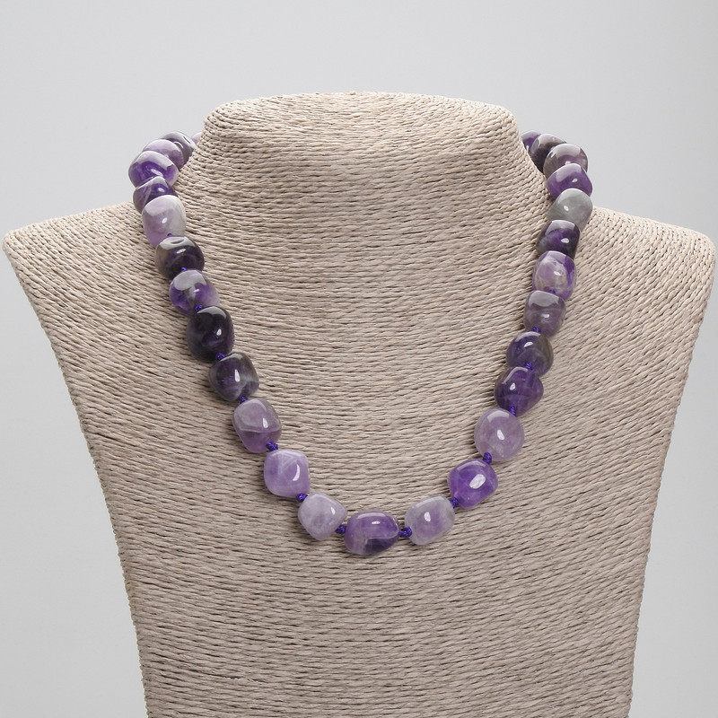 Amethyst faceted beads necklace, diameter 10-12×12-13 mm, length 45 cm ± with clasp