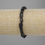 Schorl Tourmaline Bracelet, faceted cut, stones 5–8×4 mm and 5–6 mm, seed beads 3 mm, length 18 cm, stretch
