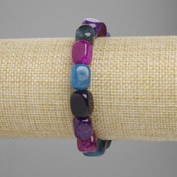 Agate Bracelet with Bar Beads 12-13, 5x9-9, 5 mm ±, Length 18 cm ± Stretch