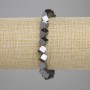 Hematite Cube Bracelet with Transverse Hole, 5.5×5.5 mm ±, 18 cm Stretch