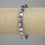 Hematite Cube Bracelet, 8×8 mm, Silver Color, 18 cm Length, Elastic