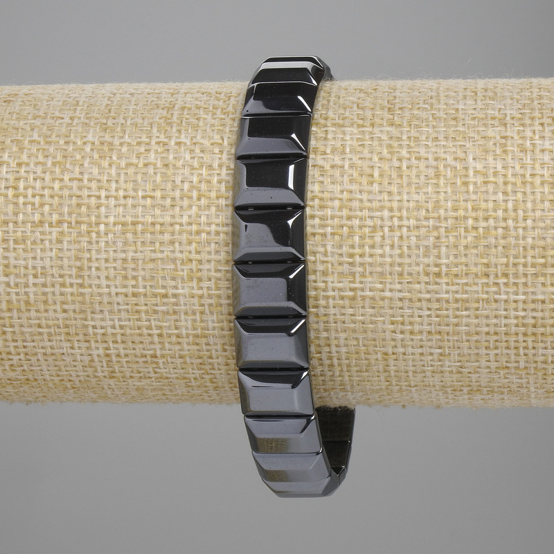 Hematite Faceted-Link Bracelet, 11×8 mm, 18 cm length ±, stretch