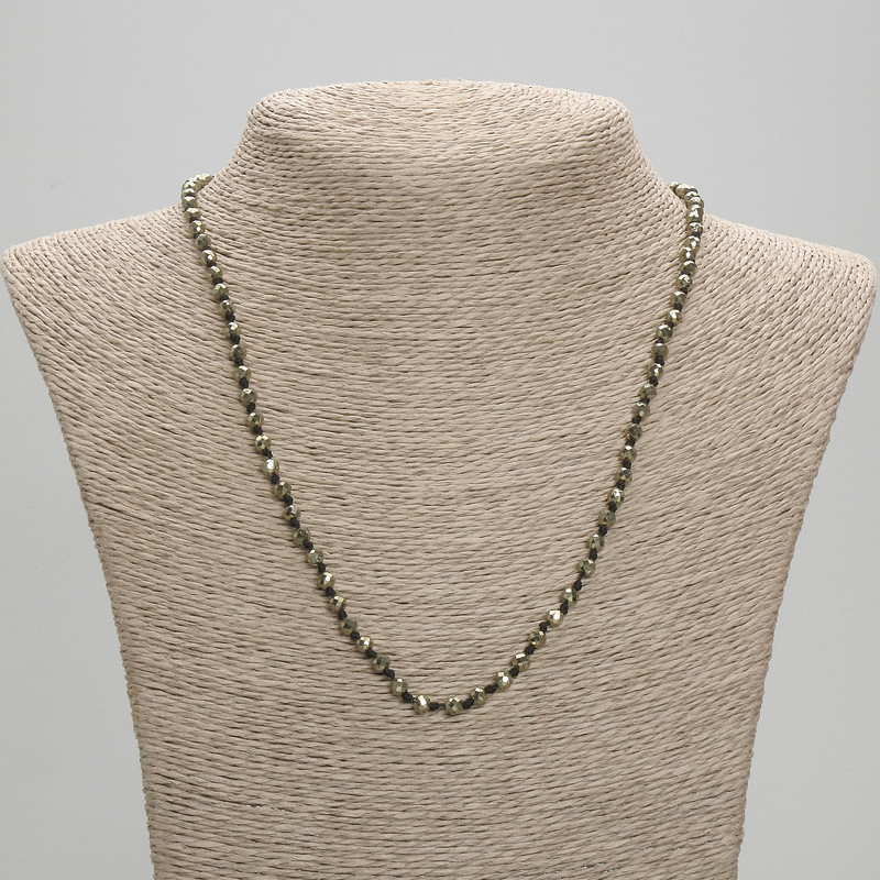 Pyrite Necklace with Faceted Beads 4 mm+-, length 45 cm+- with clasp