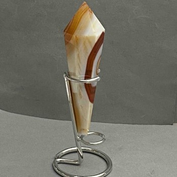 Cone-shaped Souvenir Pencil with Natural Agate Geodes, 133×33 mm ±, weight 152 g, with Stand