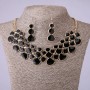 Necklace and Earrings Set in Black Enamel, Length 46–52 cm