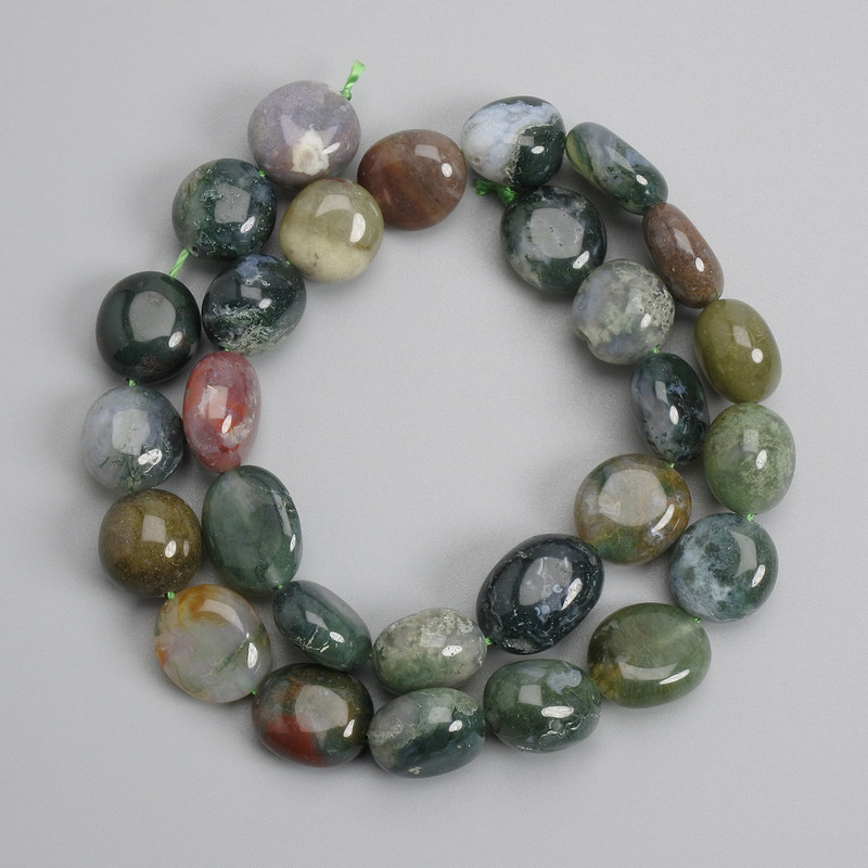 Jasper tumbled beads 13-15×13-13 mm, 5 mm ±, length 40 cm ± on thread