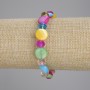 Bracelet with Mother-of-Pearl Coins, 11.5 mm diameter ±, Czech glass faceted rondelles 8×6 mm ±, length 18 cm ±, stretch